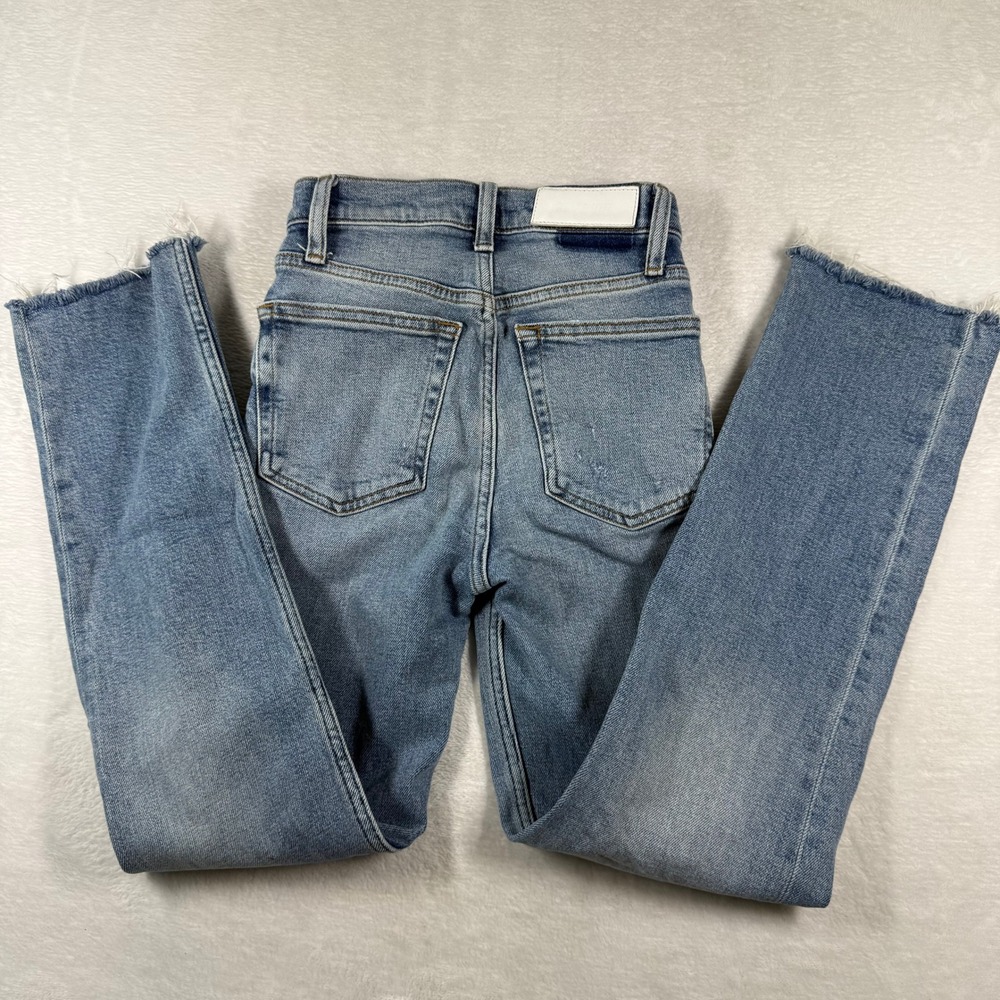RE/DONE Stove Pipe High Rise Straight Leg Jeans‎ Light Stone Blue 23 190-3WSTV27